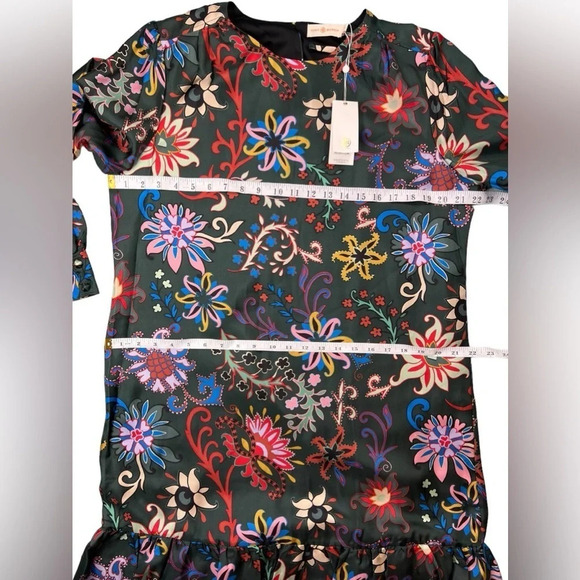 Tory Burch Womens Shift Dress Printed Silk Twill Black Mountain Floral Size 12 - Picture 5 of 16